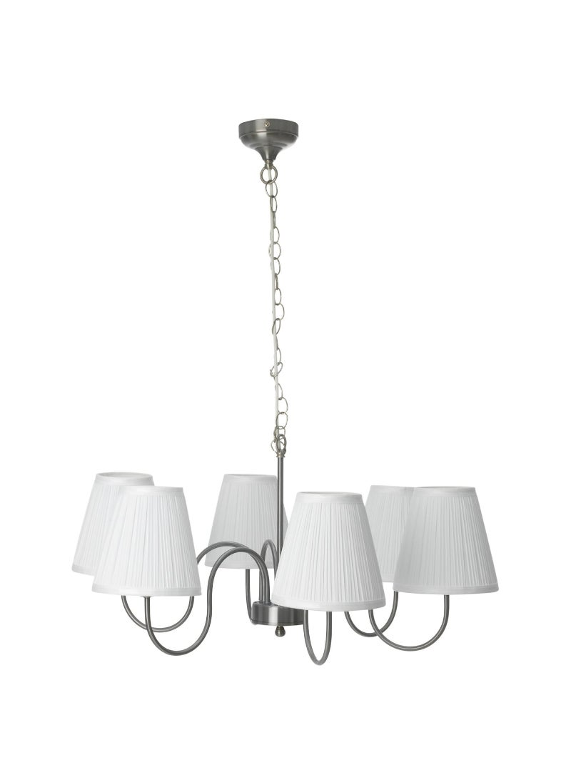 Chandelier 6-Armed Nickel-Plated Fabric 18 Cm