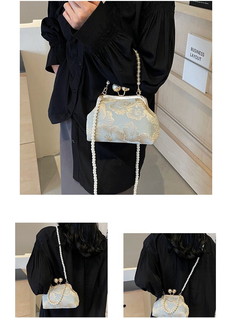 Chinese Style Embroidered Women's Bag Chinese Rretro Handbag Crossbody Bag Versatile Pearl Dinner Bag