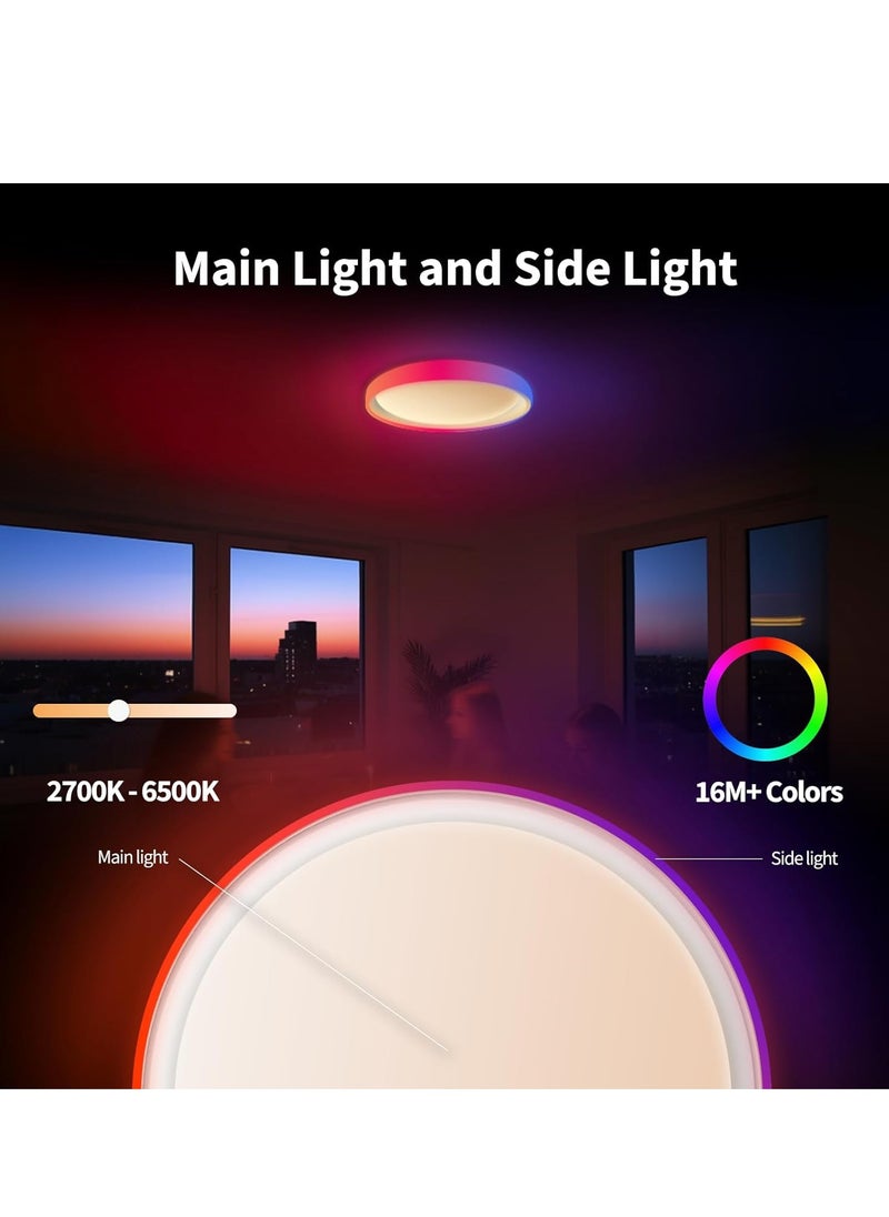 LED Ceiling Light T1M with Matter,+IC with Gradient Effects and 16 Million Colors, 40W 3450lm, 2700-6500K Tunable White, Supports HomeKit, Alexa and IFTTT