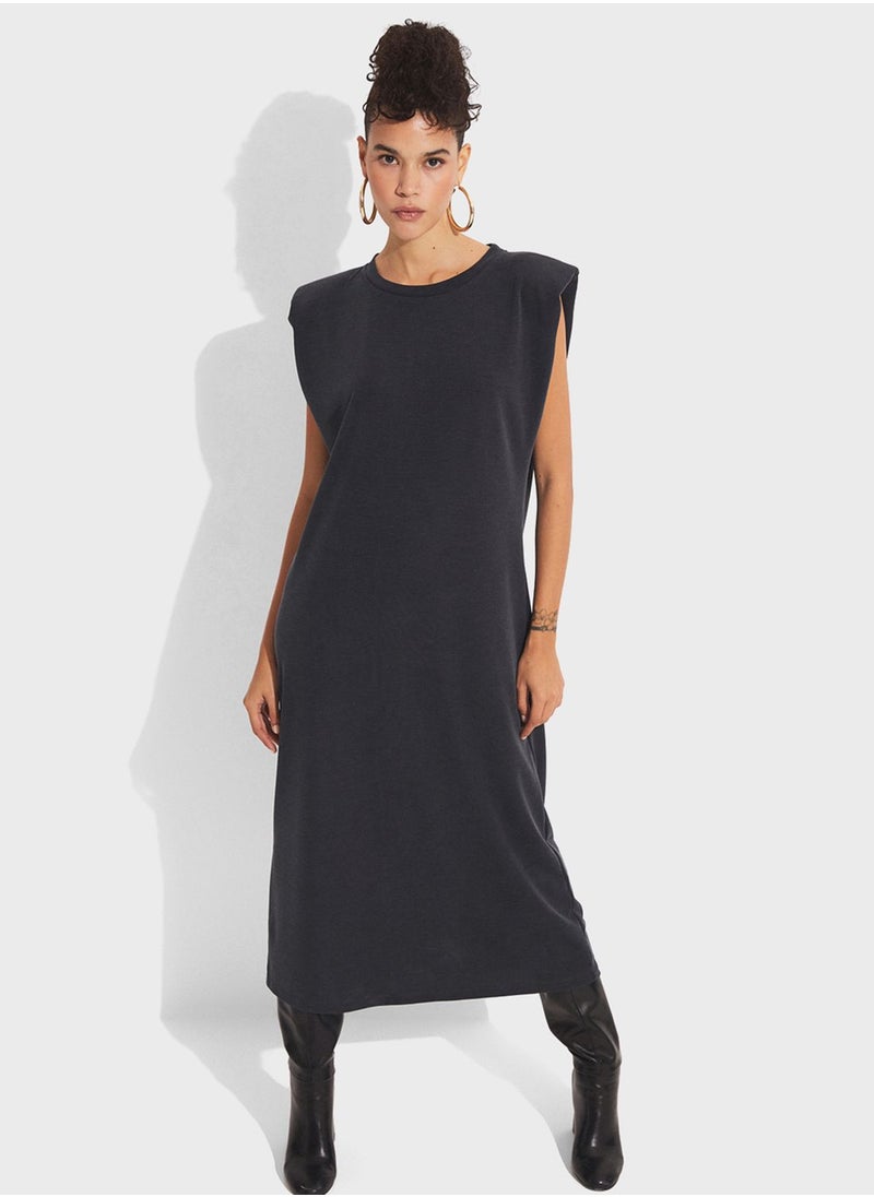 Crew Neck Draped Dress