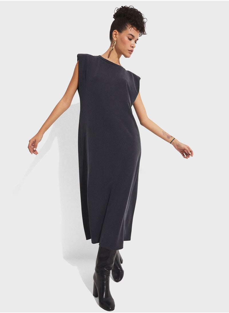Crew Neck Draped Dress