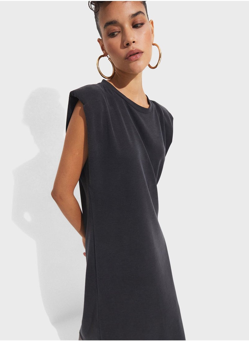 Crew Neck Draped Dress