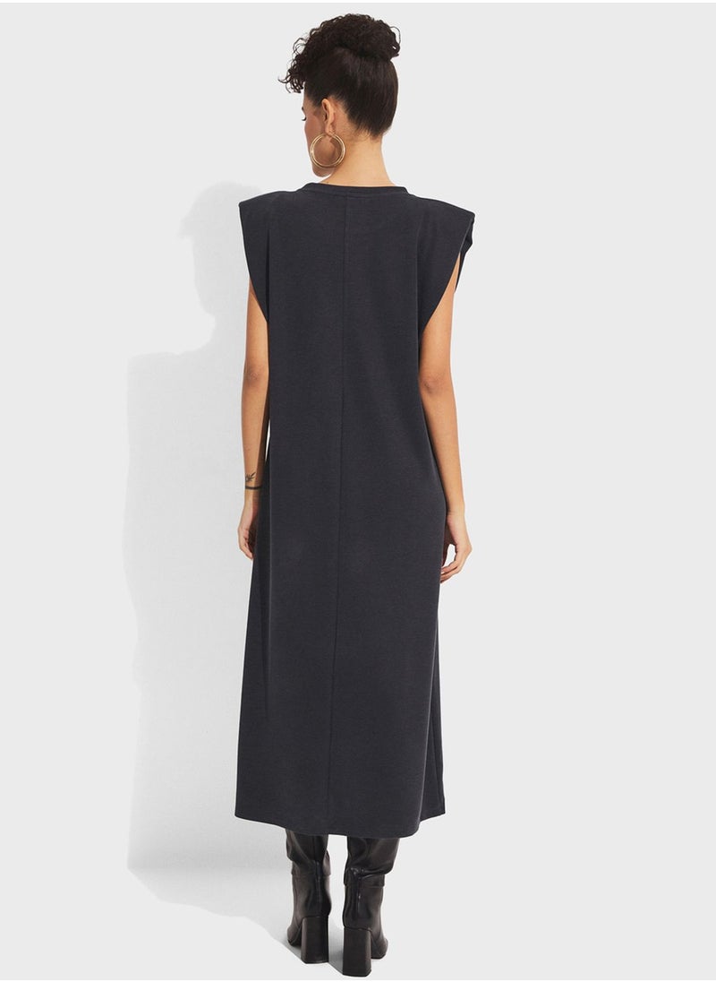 Crew Neck Draped Dress