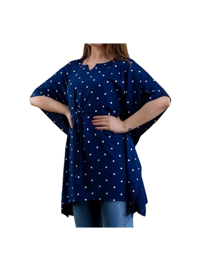 Zebees Navy Blue Rayon Printed Stylish Kaftan, Free Size,Stylish & Comfortable