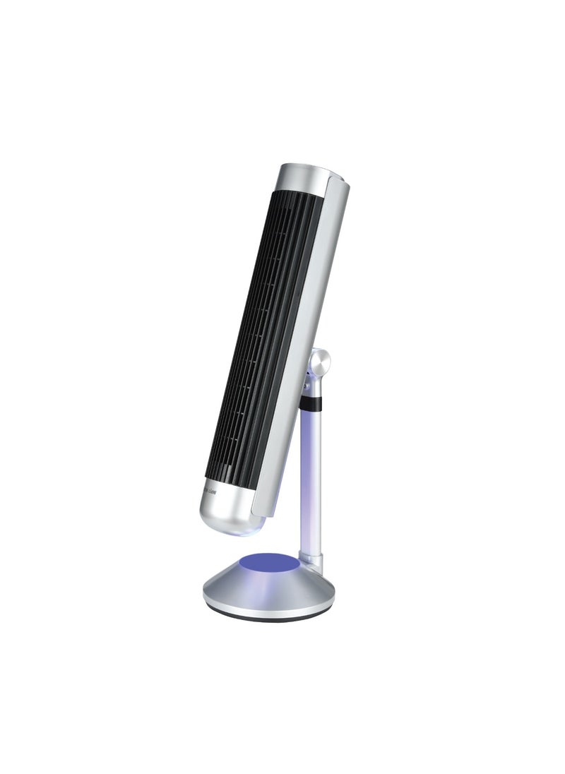 Breeze Tower Fan 50W With 5 Mode Light and 6 Speed Fan / 9H Timer / 175mm Adjustable Height / Strong ABS Material - Silver