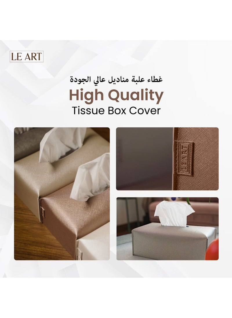 Leather Tissue Box Cover (Metallic Bronze)