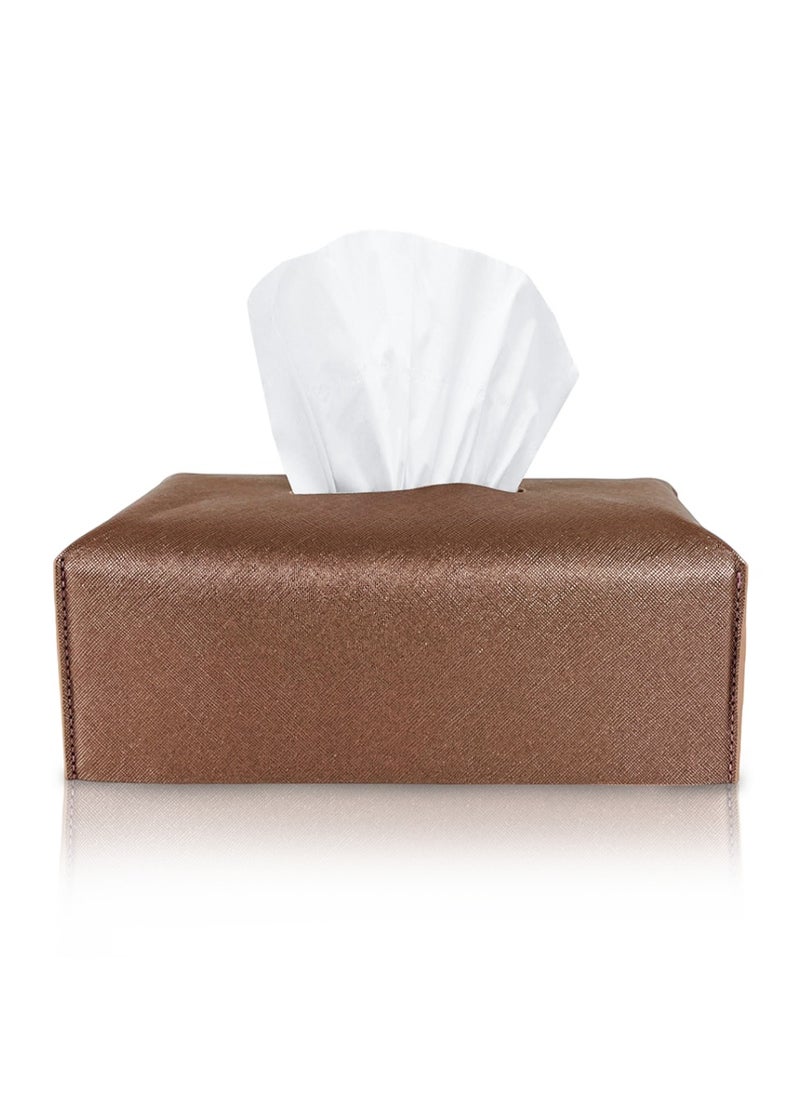 Leather Tissue Box Cover (Metallic Bronze)