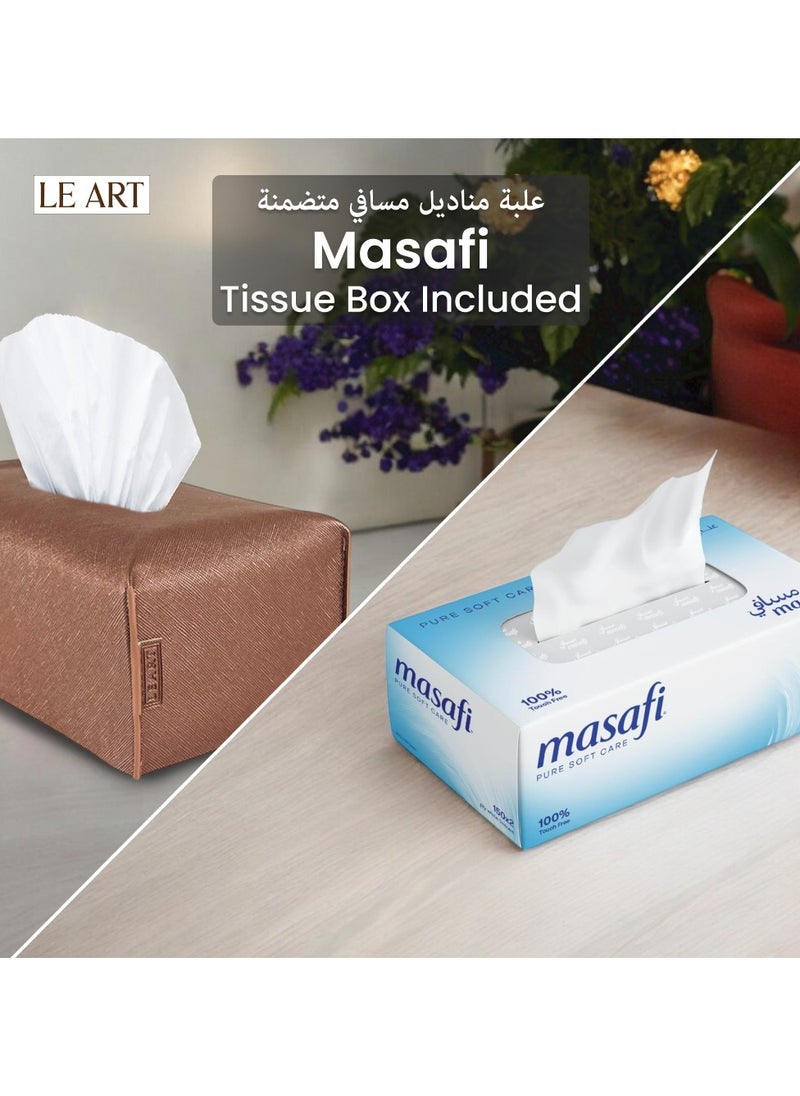 Leather Tissue Box Cover (Metallic Bronze)