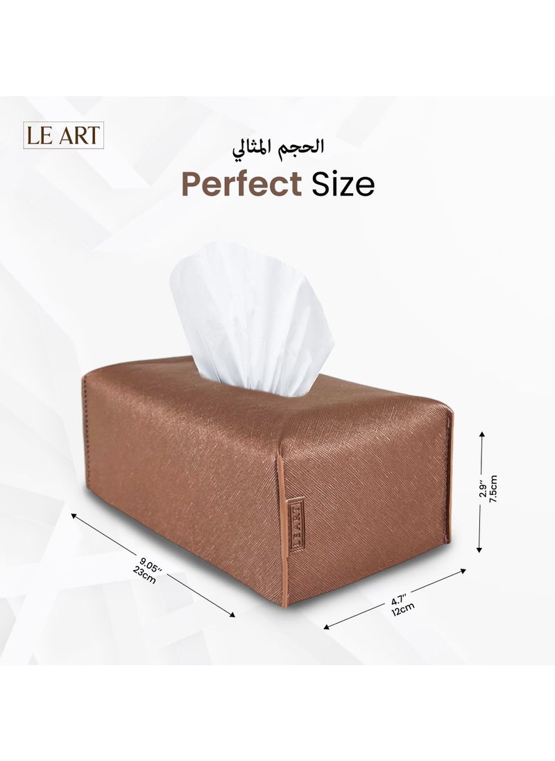 Leather Tissue Box Cover (Metallic Bronze)