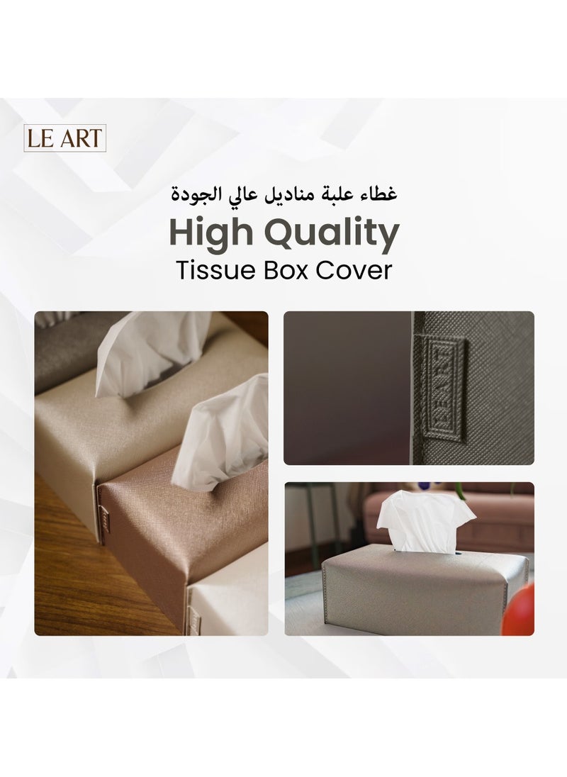 Leather Tissue Box Cover (Metallic Iron)