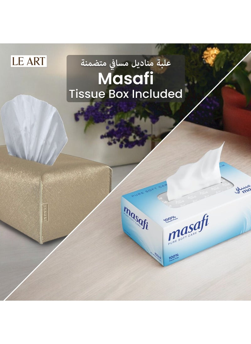 Leather Tissue Box Cover – Home Decorations for Living Room, Bedroom and Office | Car Tissue Holder | Tissue Holder | Tissue Box Holder for Car | Tissue Box Cover for Car (Metallic Gold)