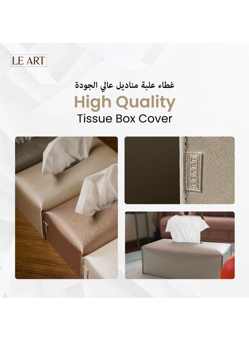 Leather Tissue Box Cover – Home Decorations for Living Room, Bedroom and Office | Car Tissue Holder | Tissue Holder | Tissue Box Holder for Car | Tissue Box Cover for Car (Metallic Gold)
