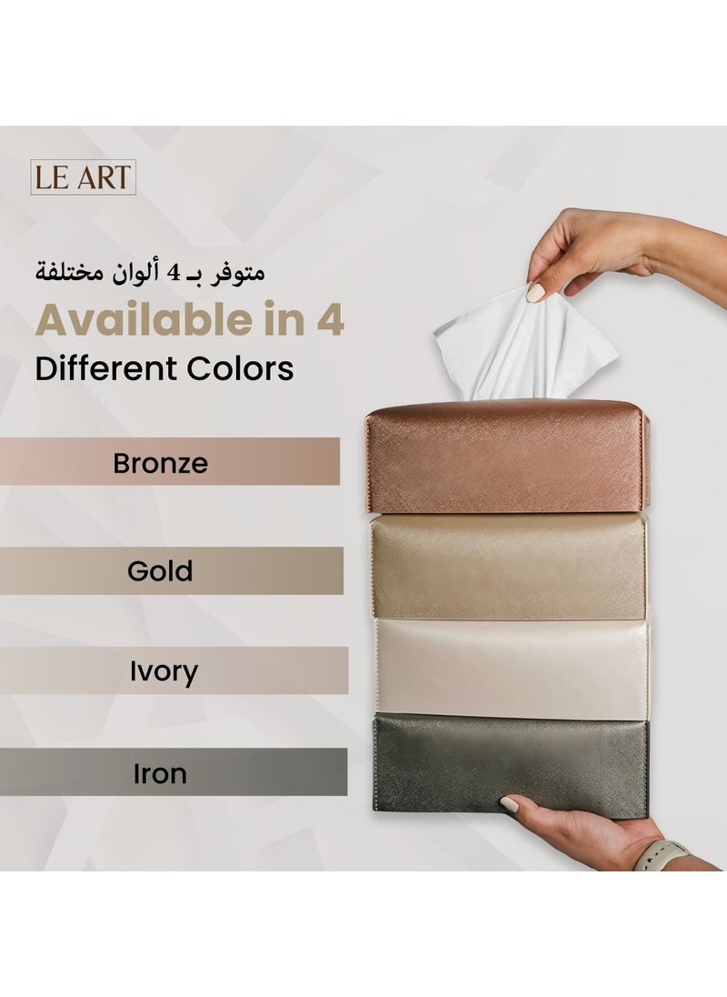 Leather Tissue Box Cover – Home Decorations for Living Room, Bedroom and Office | Car Tissue Holder | Tissue Holder | Tissue Box Holder for Car | Tissue Box Cover for Car (Metallic Ivory)