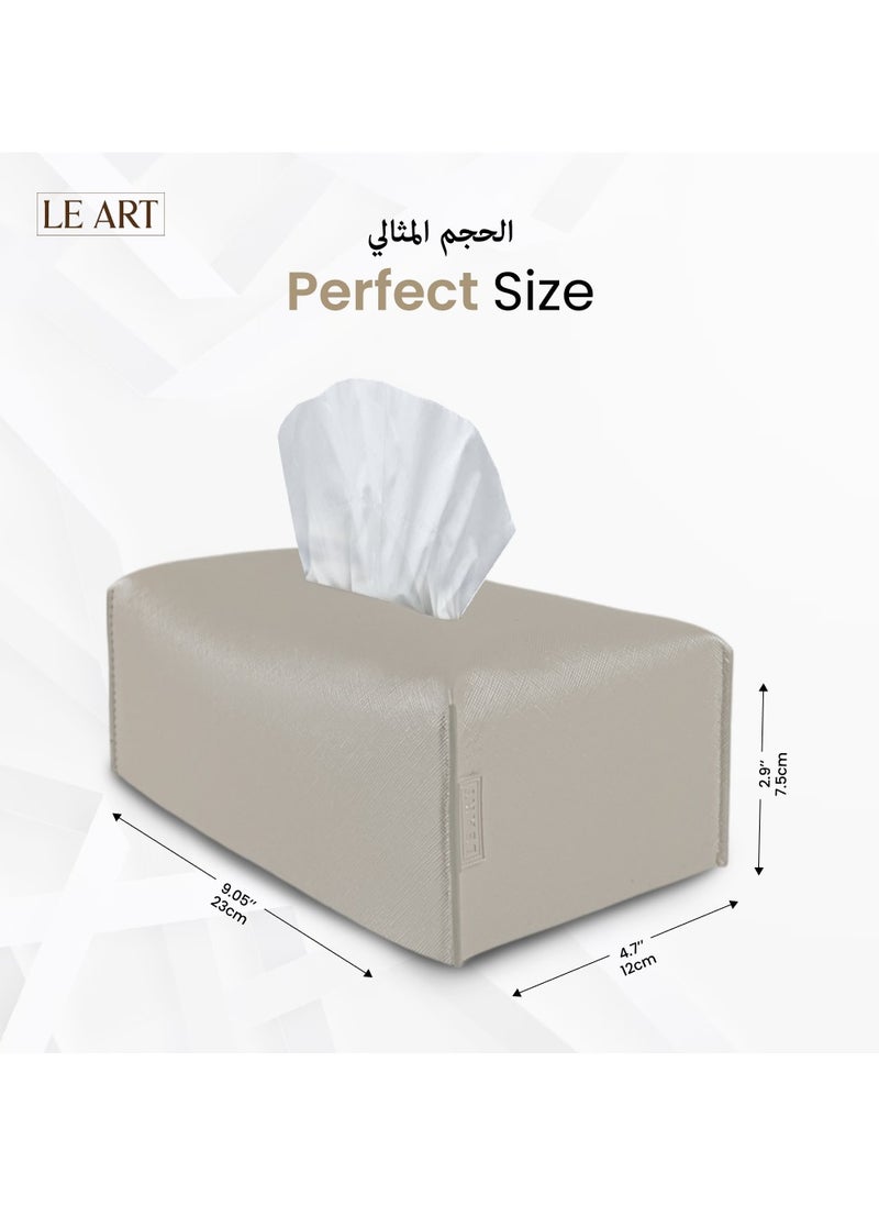 Leather Tissue Box Cover – Home Decorations for Living Room, Bedroom and Office | Car Tissue Holder | Tissue Holder | Tissue Box Holder for Car | Tissue Box Cover for Car (Metallic Ivory)