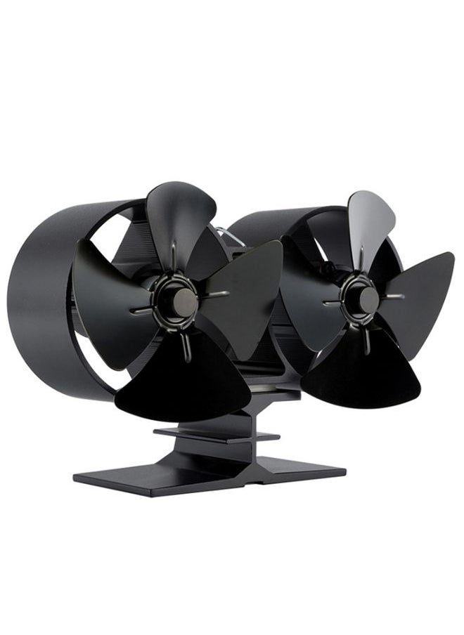 Double Head 8-Blade Aluminum Heat Powered Fireplace Stove Fan