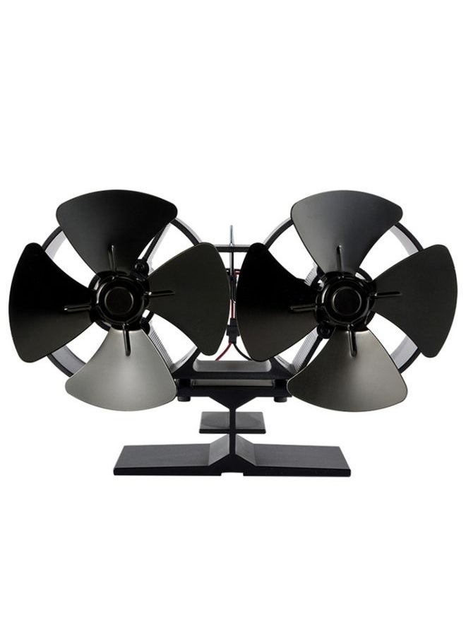 Double Head 8-Blade Aluminum Heat Powered Fireplace Stove Fan