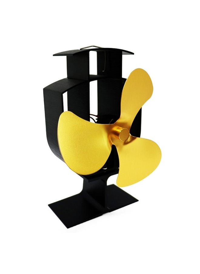 YL401 3-Blade High Temperature Metal Heat Powered Fireplace Stove Fan (Gold)