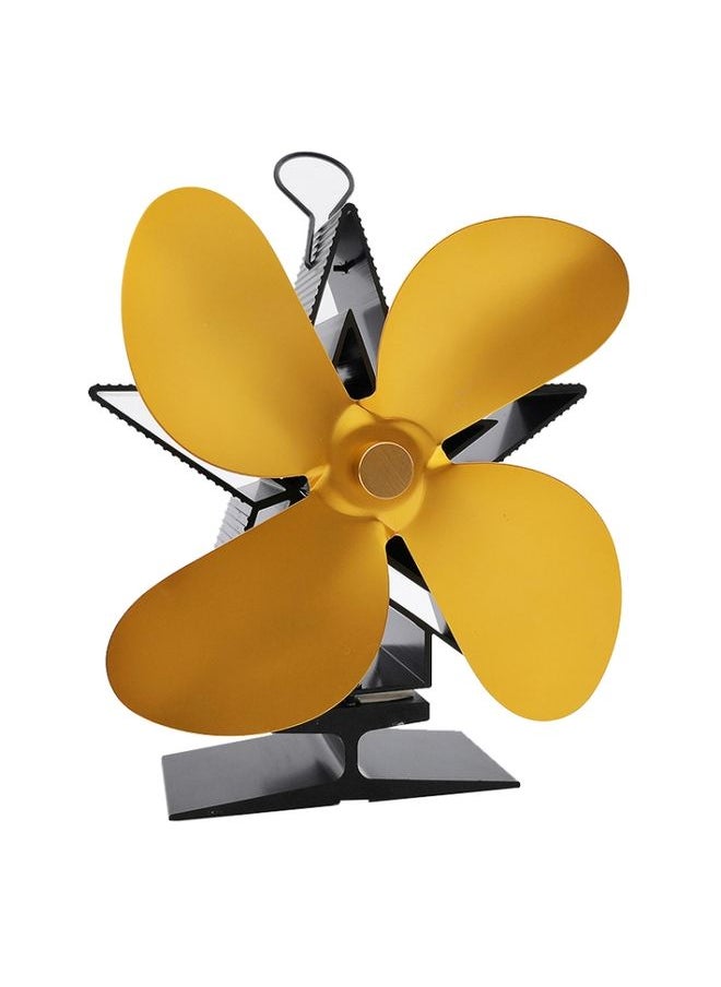 4-Blade Aluminum Heat Powered Fireplace Stove Fan (Gold)