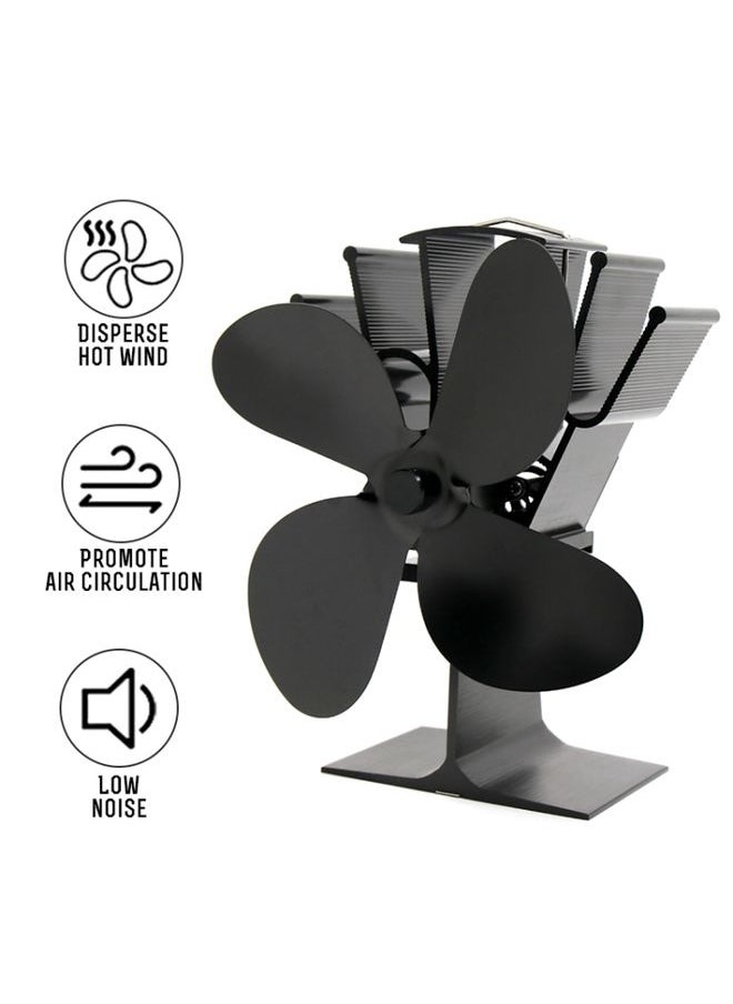 YL603 Eco-friendly Aluminum Alloy Heat Powered Stove Fan with 4 Blades for Wood / Gas / Pellet Stoves (Gold)