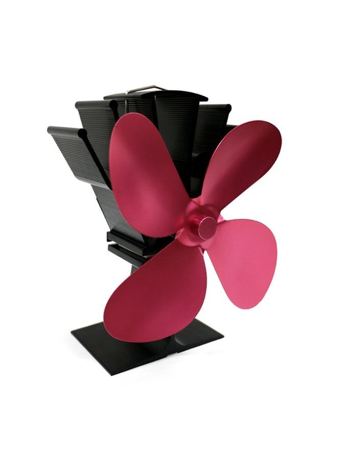 YL603 Eco-friendly Aluminum Alloy Heat Powered Stove Fan with 4 Blades for Wood / Gas / Pellet Stoves (Rose Red)