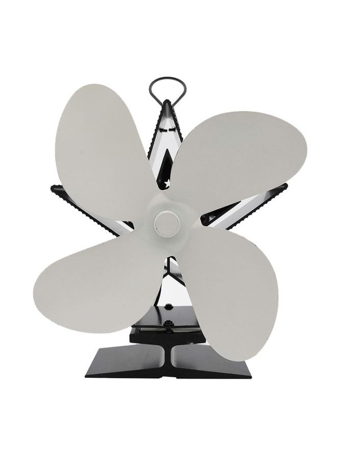 4-Blade Aluminum Heat Powered Fireplace Stove Fan (White)