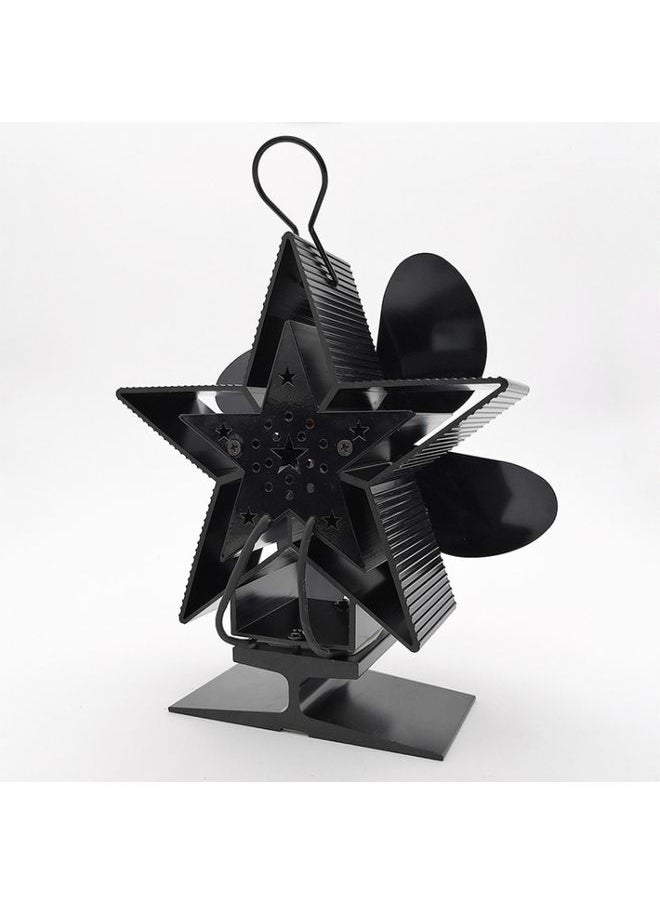 4-Blade Aluminum Heat Powered Fireplace Stove Fan (Black)