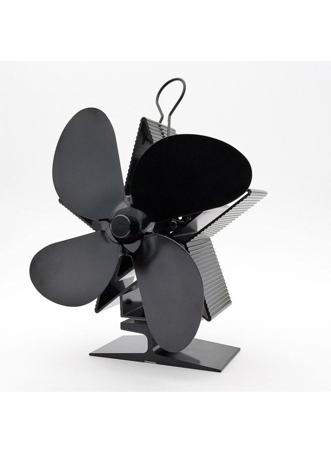 4-Blade Aluminum Heat Powered Fireplace Stove Fan (Black)