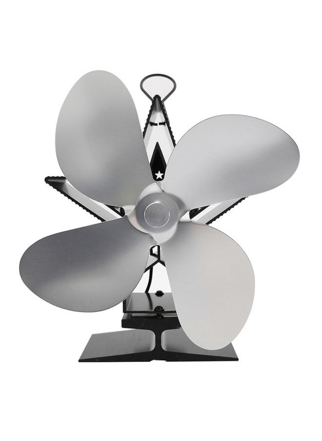 4-Blade Aluminum Heat Powered Fireplace Stove Fan (Silver)