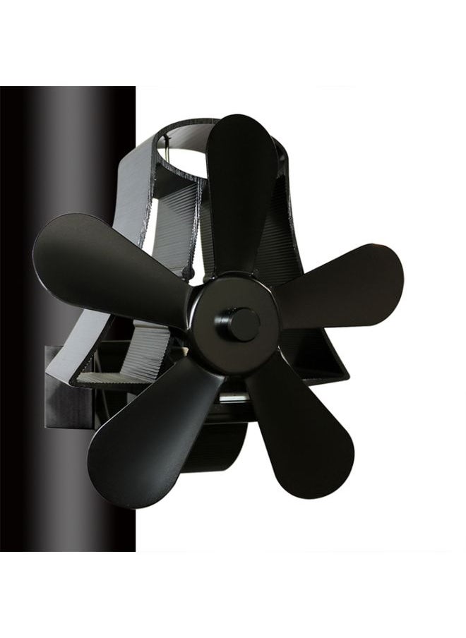 YL-106 5-Blade High Temperature Aluminum Heat Powered Fireplace Stove Fan(Black)