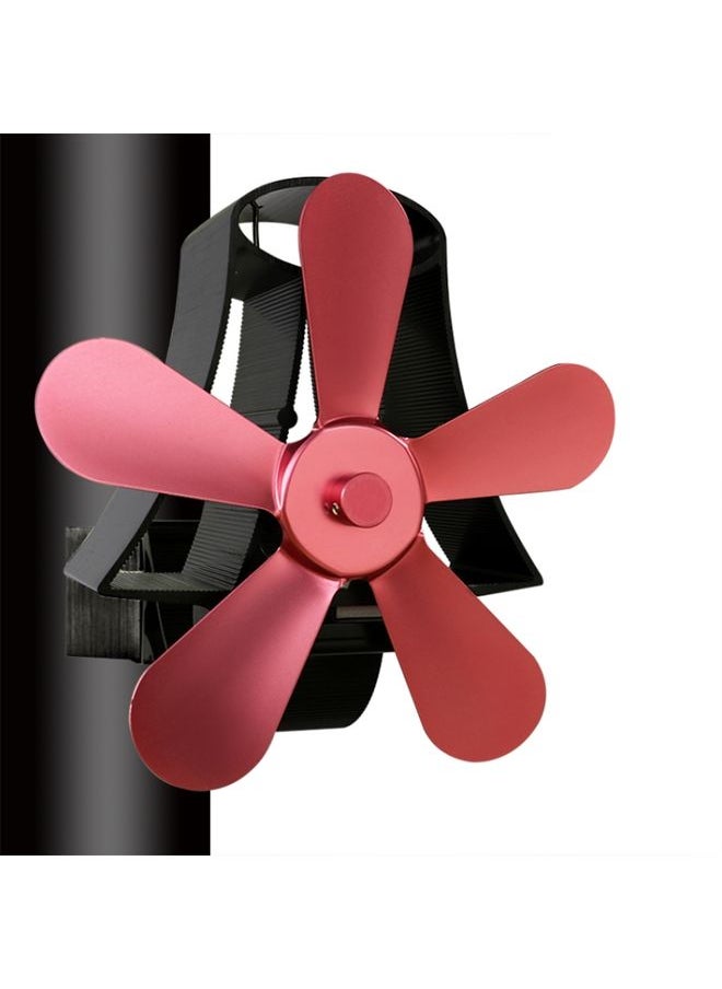 YL-106 5-Blade High Temperature Aluminum Heat Powered Fireplace Stove Fan(Rose Red)