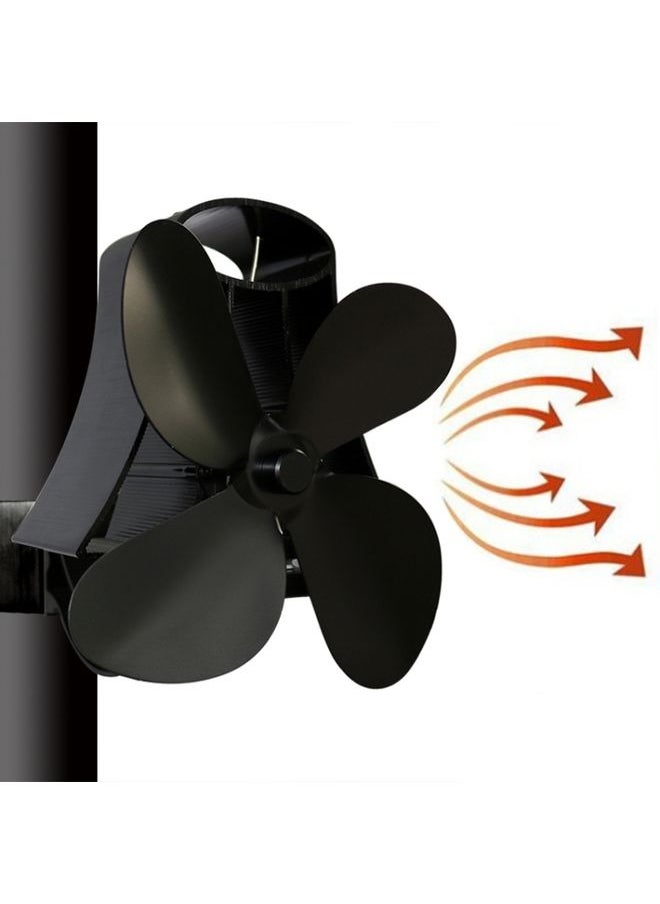 YL-105 4-Blade Aluminum Heat Powered Fireplace Stove Fan(Black)