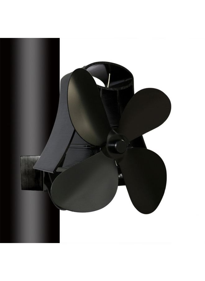 YL-105 4-Blade Aluminum Heat Powered Fireplace Stove Fan(Black)