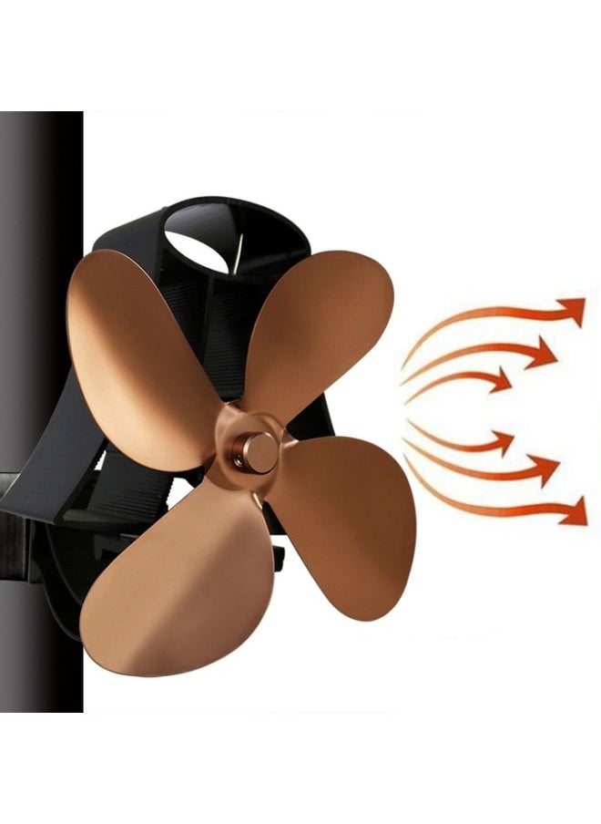 YL-105 4-Blade Aluminum Heat Powered Fireplace Stove Fan(Bronze)