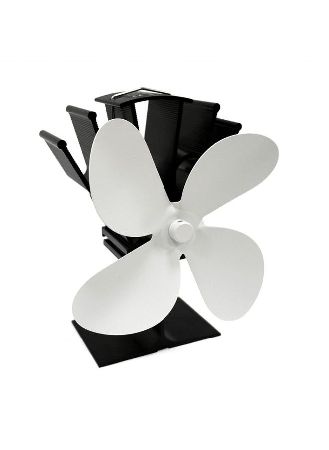 YL603 Eco-friendly Aluminum Alloy Heat Powered Stove Fan with 4 Blades for Wood / Gas / Pellet Stoves (White)