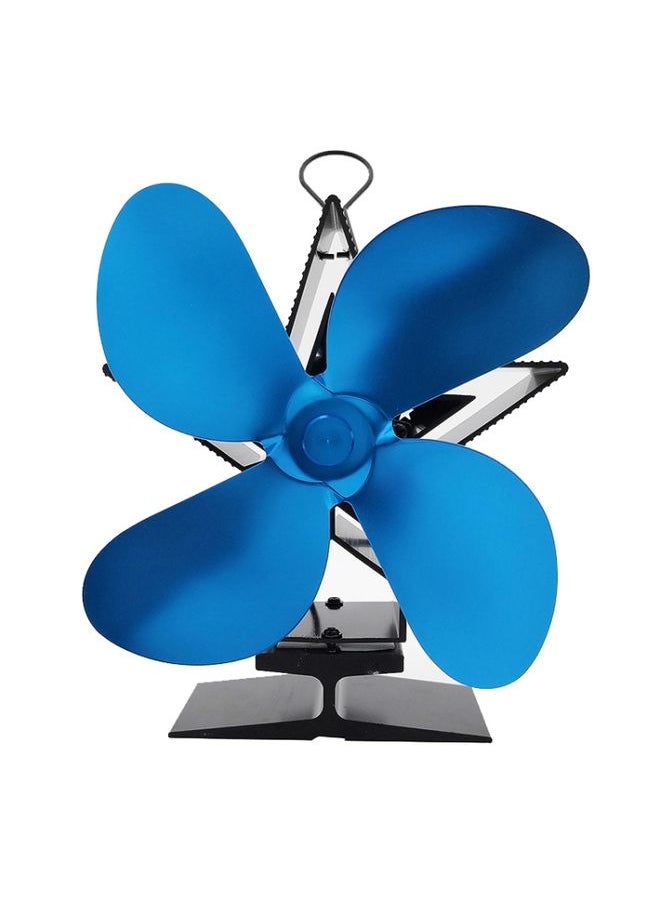 4-Blade Aluminum Heat Powered Fireplace Stove Fan (Blue)