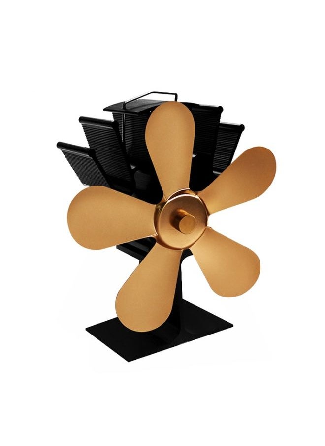 YL602 5-Blade High Temperature Metal Heat Powered Fireplace Stove Fan (Gold)