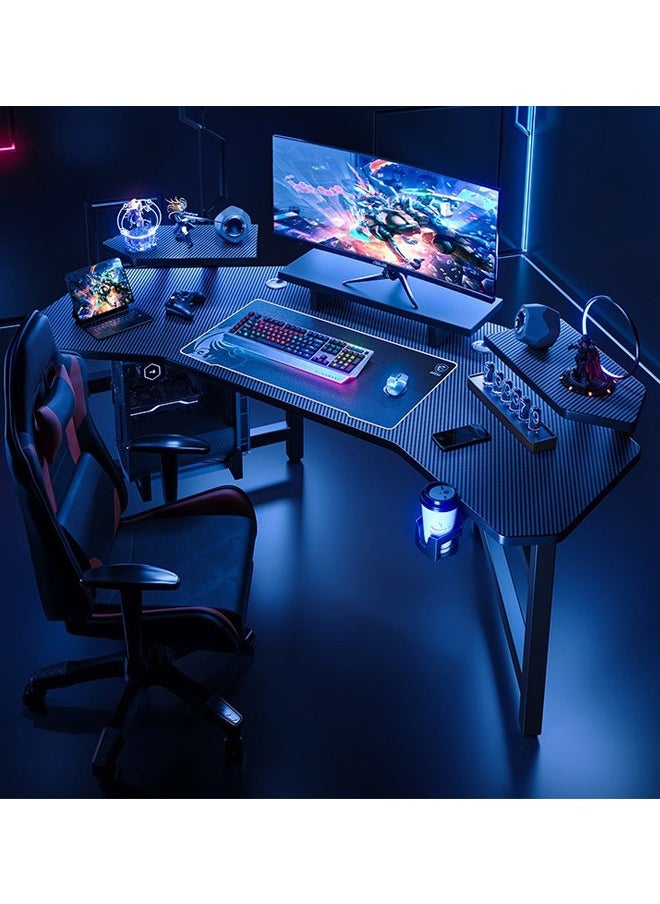 Aircraft Gaming Desk with Double-Sided Storage, Carbon Fiber Frame, Desktop Computer and Workbench Table 160 cm