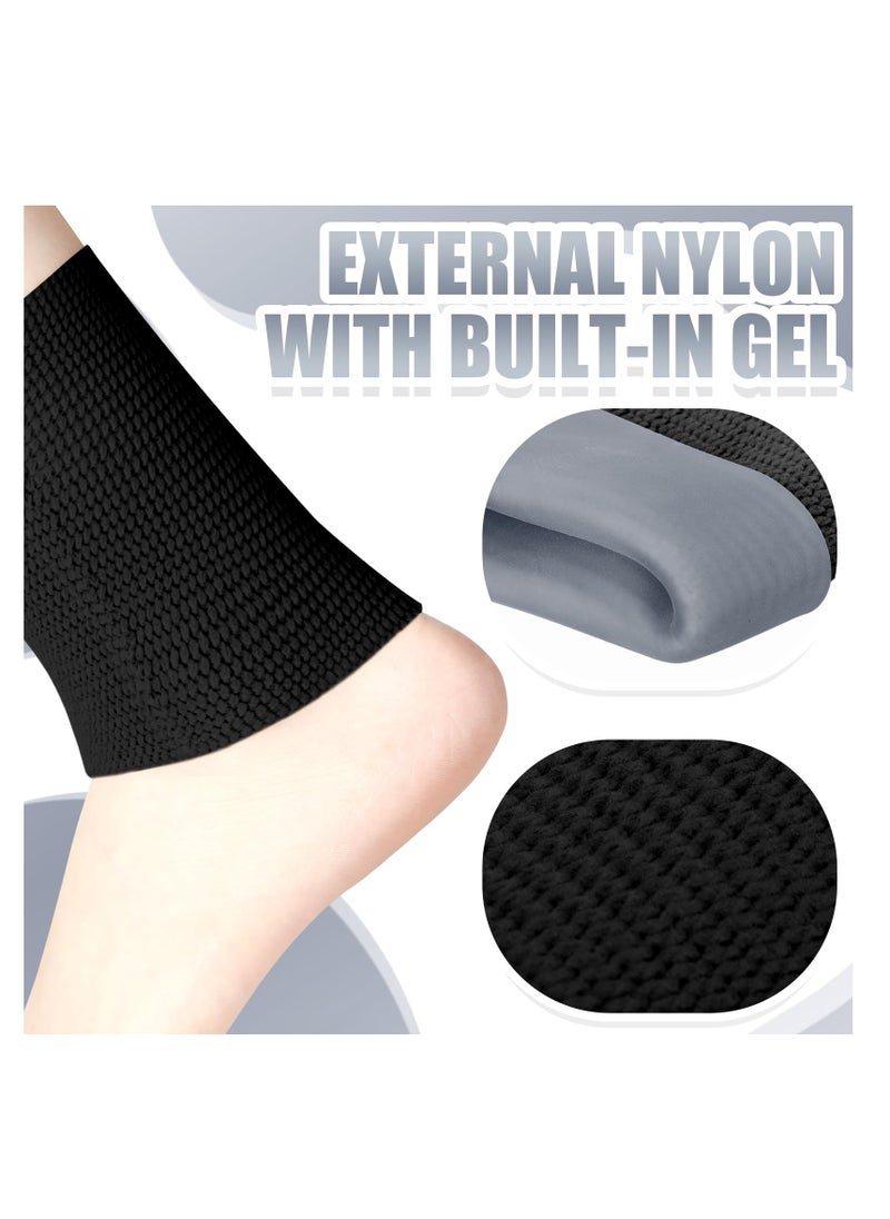 Compression Ankle Gel Sleeves, Padded Skate Socks for Figure Skating, Skiing & Riding, Ankle Protection & Foot Support (Black)