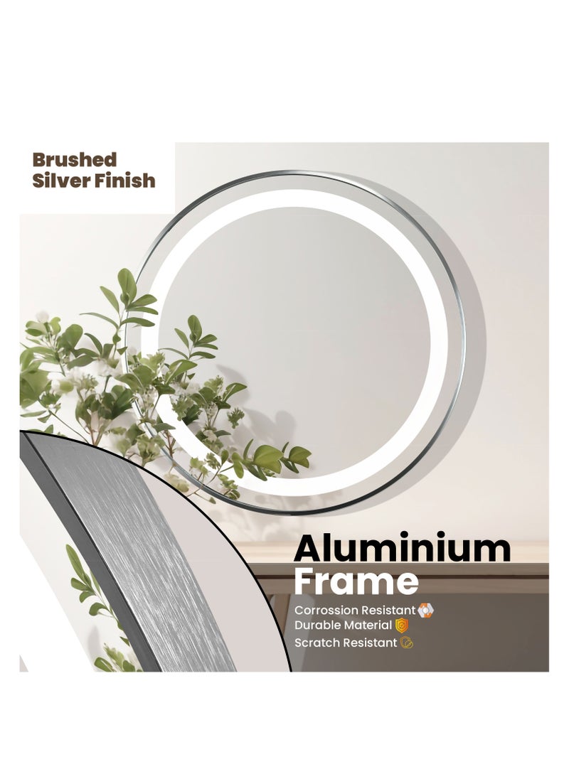 B BAGNO Silver LED Framed Mirror, Silver Mirror, premium Quality 60x60cm (SILVER)