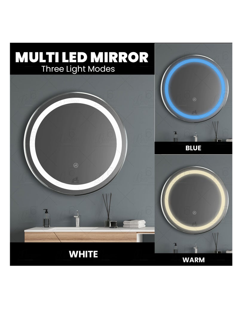 B BAGNO Silver LED Framed Mirror, Silver Mirror, premium Quality 60x60cm (SILVER)