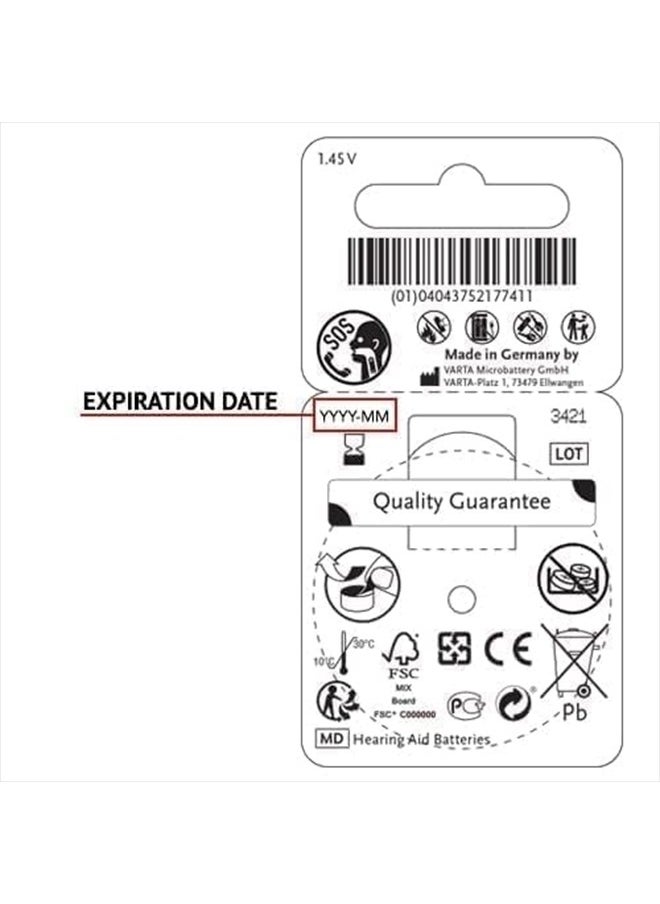 Size 312 Hearing Aid Battery No Mercury, 60 Batteries