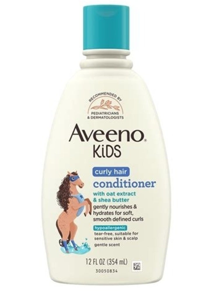 Aveeno Kids Curly Hair Conditioner, Hydrating Conditioner, Kids Curly Hair Products, Oat Extract & Shea Butter, Gentle Scent, 12 fl. oz (Pack of 1)