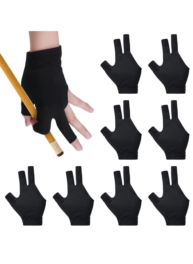 8 Pcs 3 Fingers Pool Gloves Billiard Gloves Cue Shooter Pool Gloves Anti Skid Billiard Glove Left and Right Hand Shooters Snooker Cue Sport Glove for Women Men Billiard Shooters Accessories