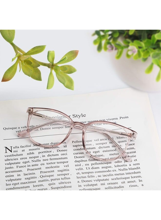 Blue Light Blocking Glasses Fashion Round TR90 Frame Transparent Eyewear Anti Eyestrain Computer Glasses for Women Men (Light Brown)