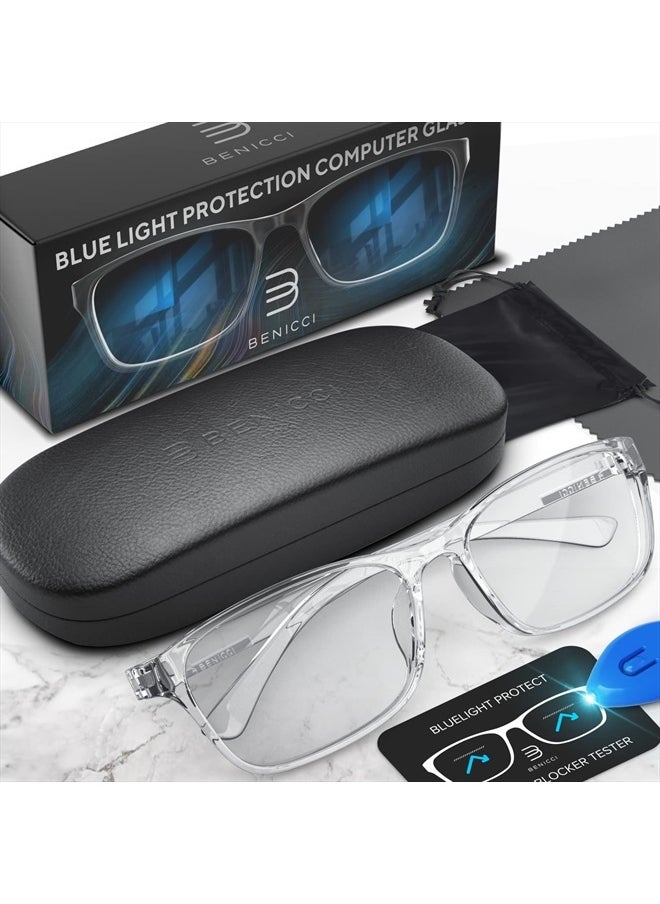 Stylish Blue Light Computer Blocking Glasses for Men and Women - Ease Digital Eye Strain, Dry Eyes, Headaches and Blurry Vision - Instantly Blocks Glare from Computers and Phone Screens, Case Included