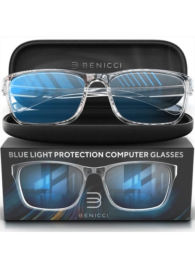 Stylish Blue Light Computer Blocking Glasses for Men and Women - Ease Digital Eye Strain, Dry Eyes, Headaches and Blurry Vision - Instantly Blocks Glare from Computers and Phone Screens, Case Included