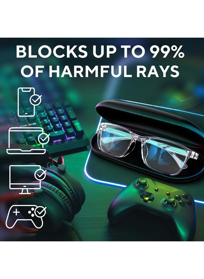 Stylish Blue Light Computer Blocking Glasses for Men and Women - Ease Digital Eye Strain, Dry Eyes, Headaches and Blurry Vision - Instantly Blocks Glare from Computers and Phone Screens, Case Included