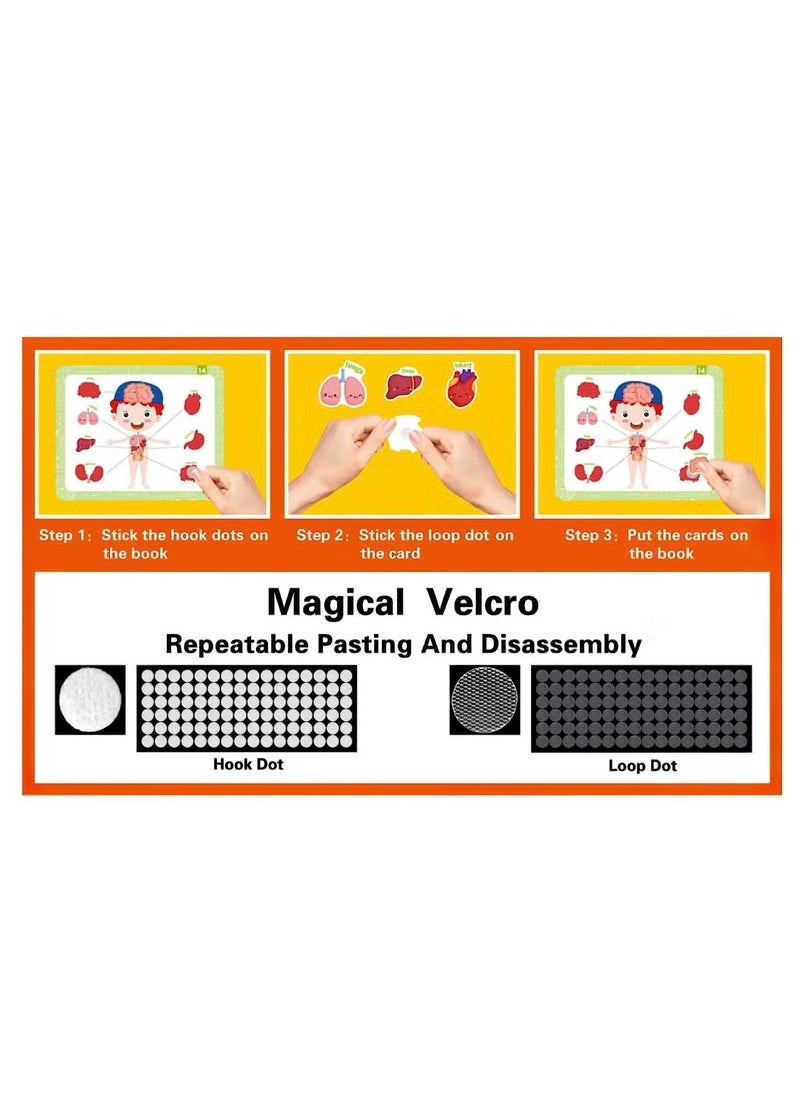 4 Pack DIY Quiet Book for Toddlers, Montessori Busy Book for Kids, Vehicle Space Body Food Preschool Learning Activities Learning & Education Toys