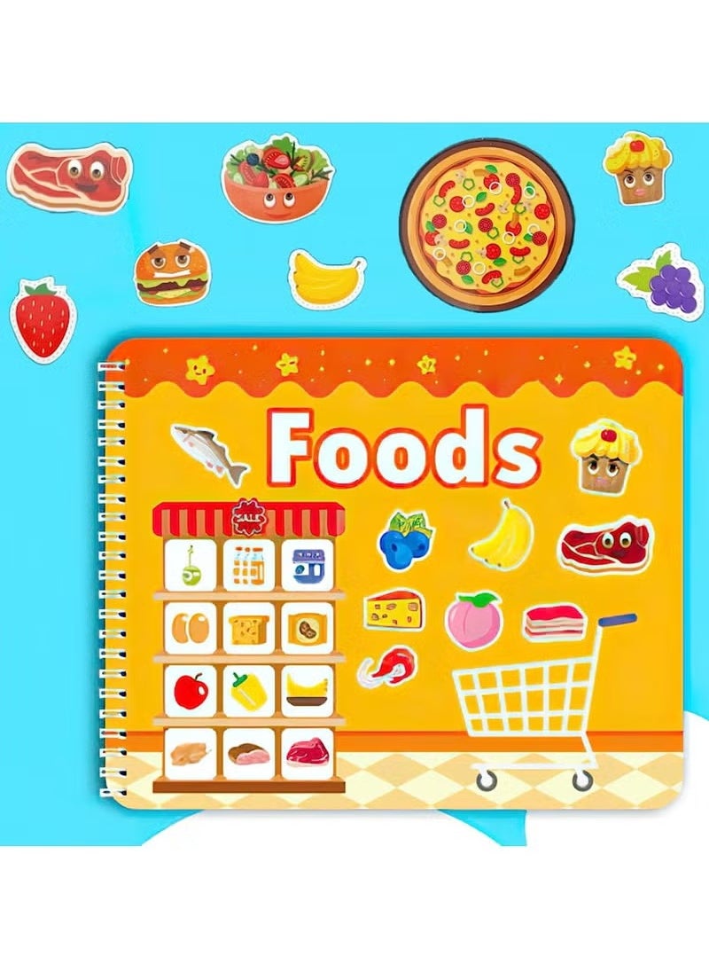 4 Pack DIY Quiet Book for Toddlers, Montessori Busy Book for Kids, Vehicle Space Body Food Preschool Learning Activities Learning & Education Toys