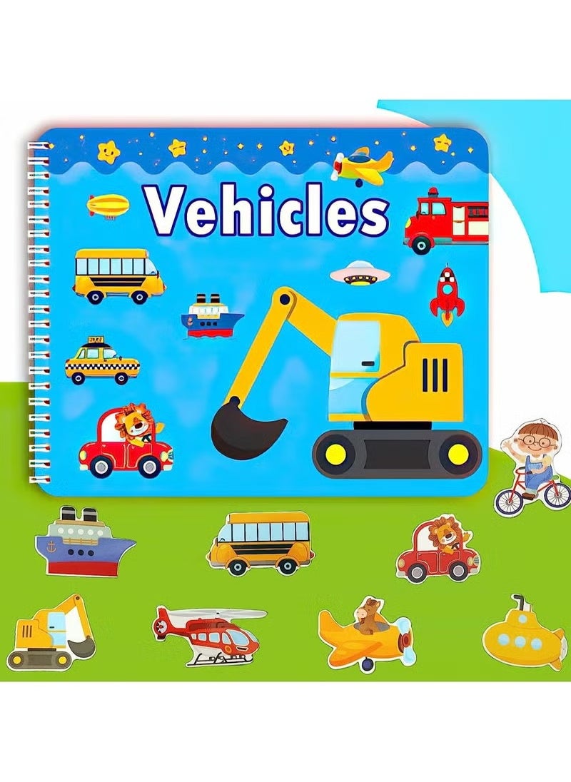 4 Pack DIY Quiet Book for Toddlers, Montessori Busy Book for Kids, Vehicle Space Body Food Preschool Learning Activities Learning & Education Toys